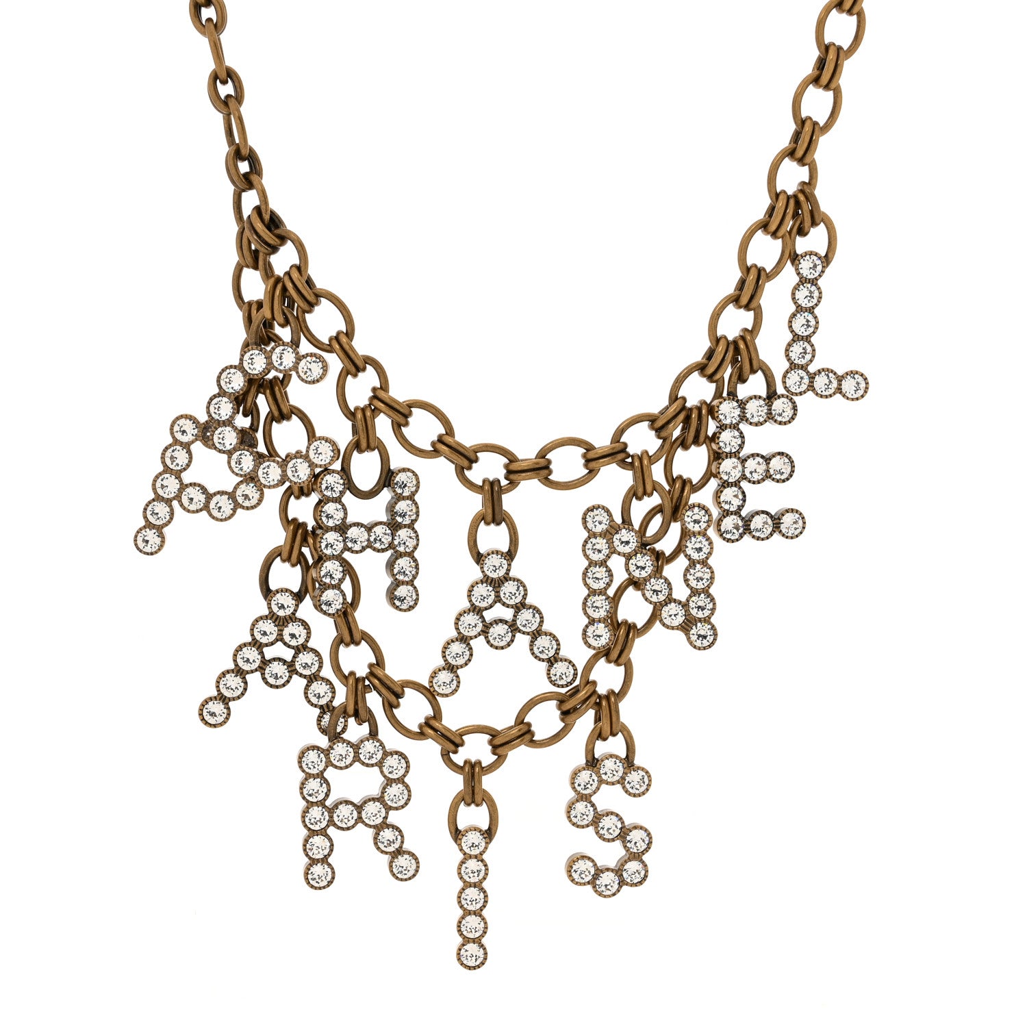 Chanel Crystal City of Lights Letter Chain Necklace Gold 1 of 5