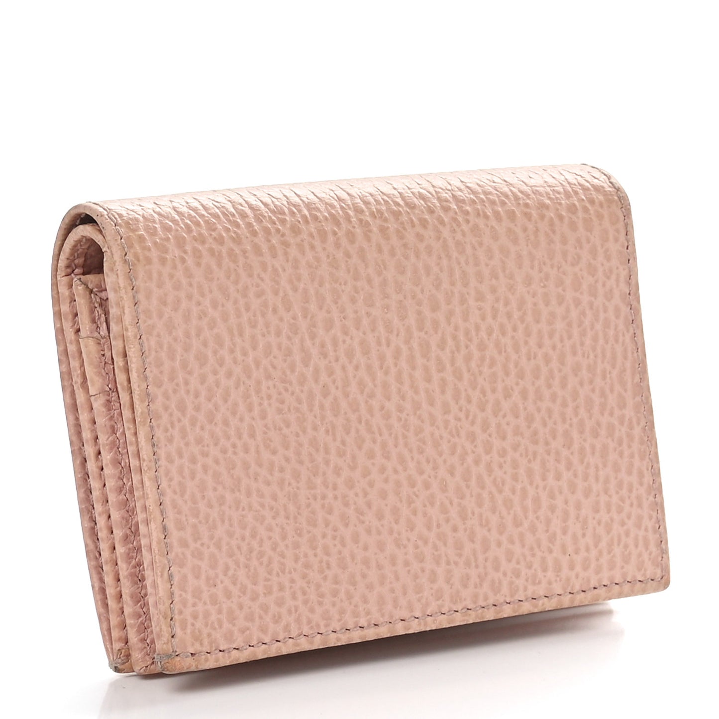 Dollar Calfskin Enamel Monochrome GG Marmont Card Case Perfect Pink