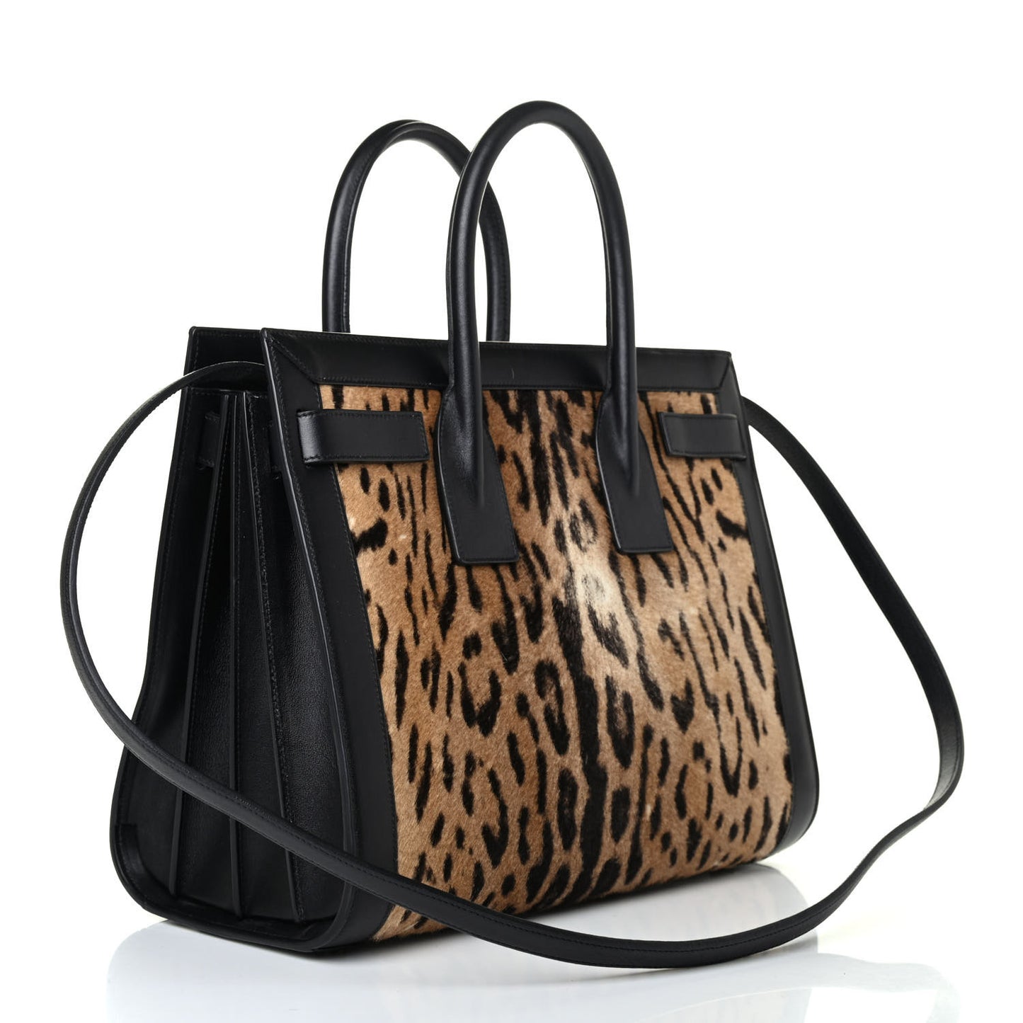 Calf Hair Leopard Print Small Sac De Jour Black