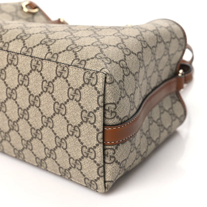 Gucci GG Supreme Monogram Emblem Small Tote Bag Beige Dark Brown 10 of 10