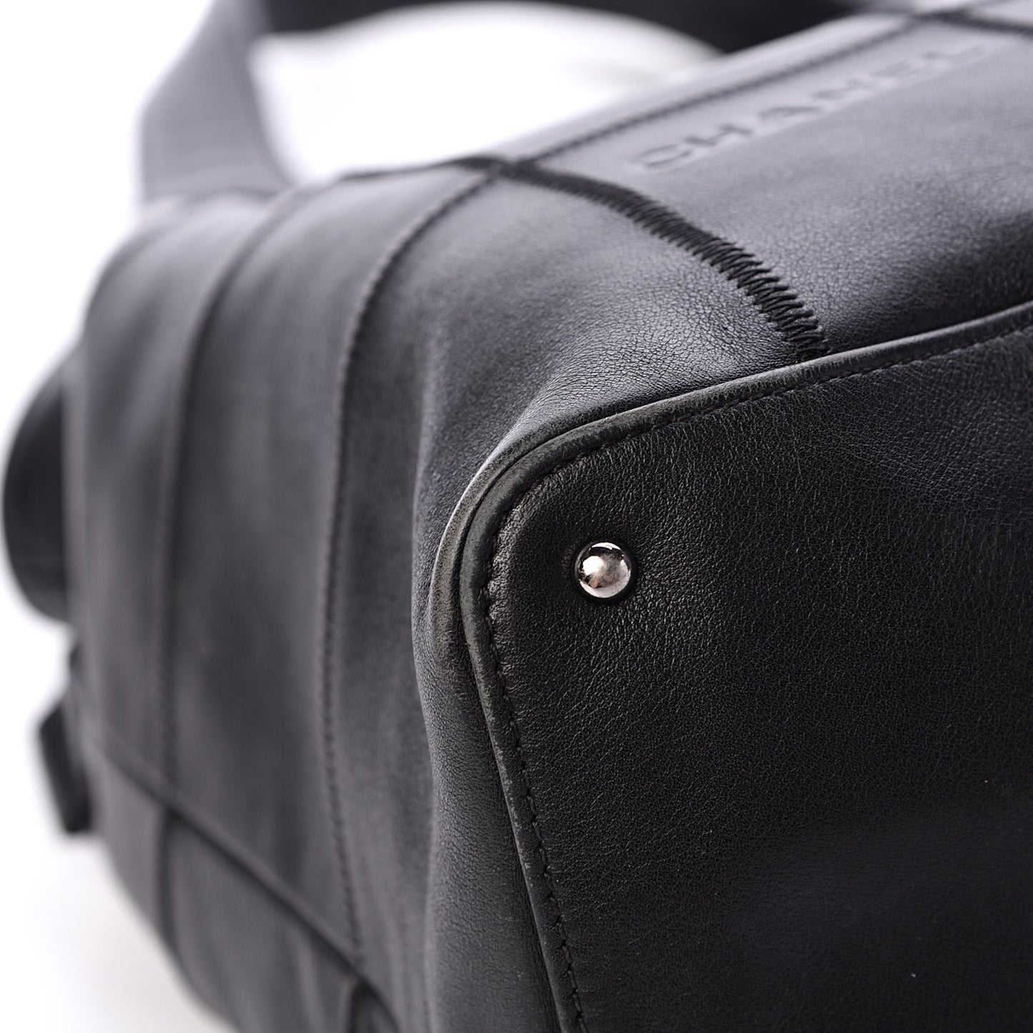 Calfskin Square Stitched Tassel Bag Black