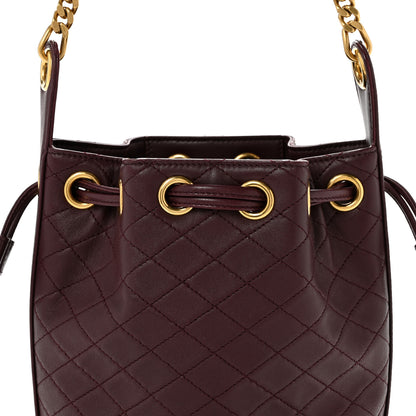 Saint Laurent Lambskin Carre Quilted Cassandre Small Bucket Bag Hot Wine 8 of 13