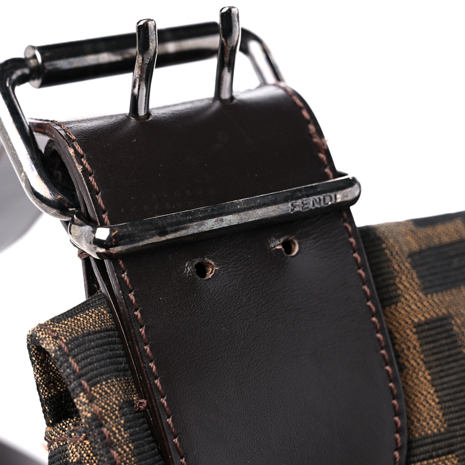Fendi Zucca Buckle Shoulder Bag Tobacco 18 of 19