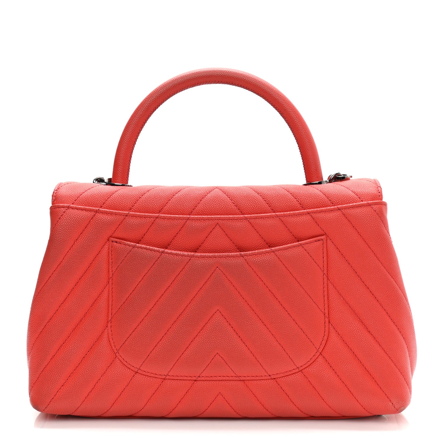 Chanel Caviar Chevron Quilted Small Coco Handle Flap Red 15 of 21