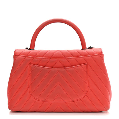 Chanel Caviar Chevron Quilted Small Coco Handle Flap Red 15 of 21