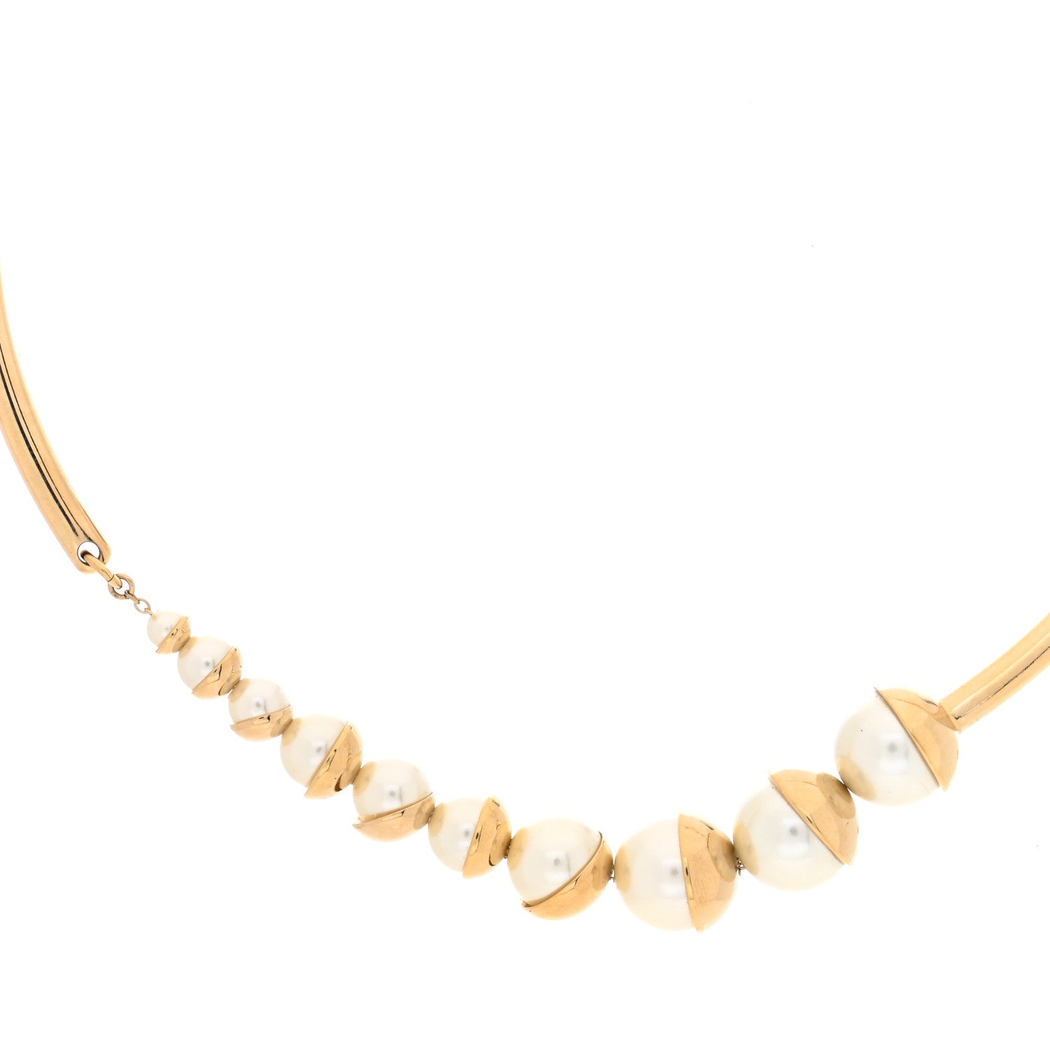 Christian Dior Pearl Choker Necklace Gold 1 of 5