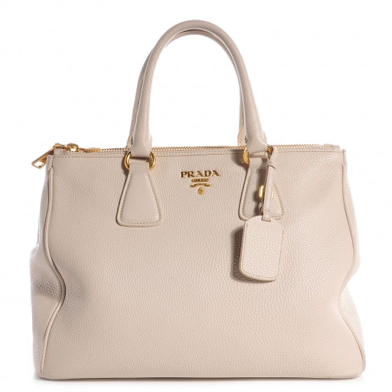 Prada Vitello Daino Large Double Zip Tote Talco 1 of 13