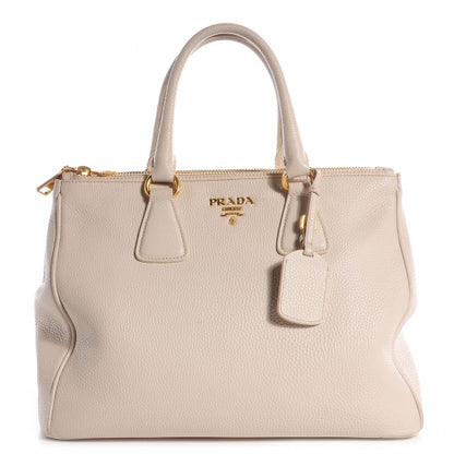 Prada Vitello Daino Large Double Zip Tote Talco 1 of 13