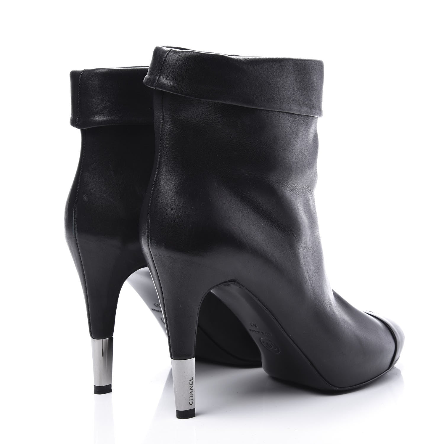Chanel Lambskin CC Cap Toe Ankle Boots 39 Black 4 of 11
