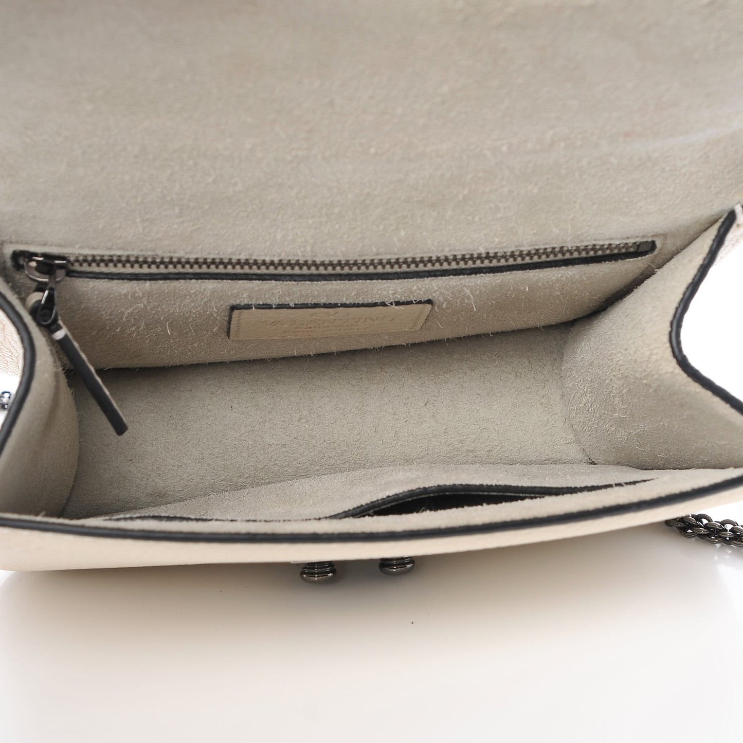 Pebbled Calfskin Small Glam Lock Rockstud Flap Ivory