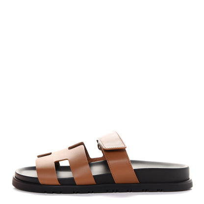 Hermes Calfskin Womens Chypre Sandals 38.5 Naturel 1 of 10