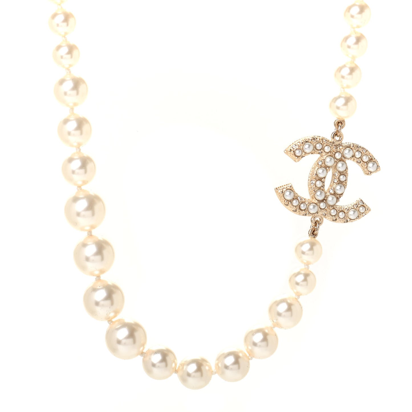 Pearl CC 100th Anniversary Necklace Light Gold