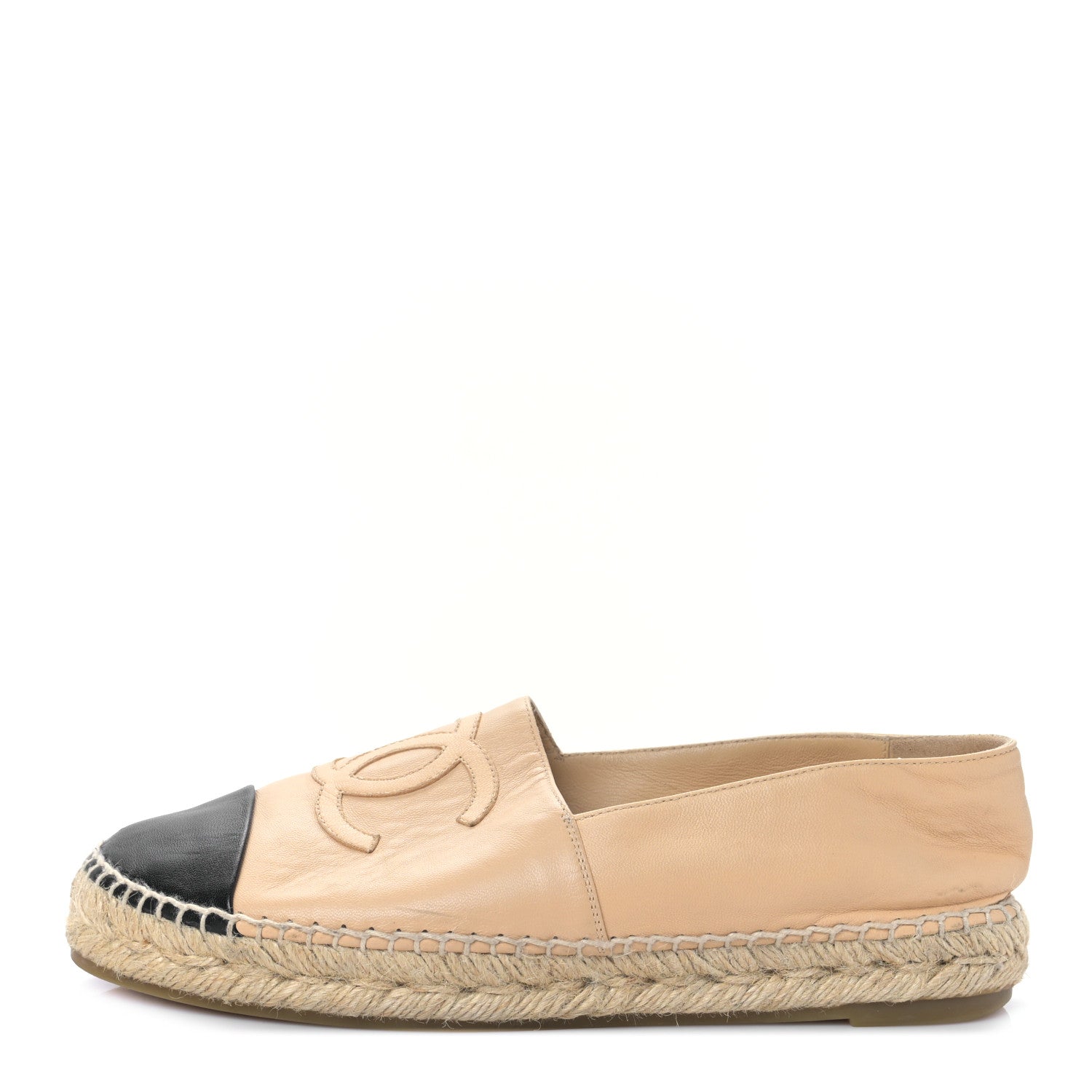 Chanel Lambskin CC Espadrilles 39 Beige Black 1 of 8
