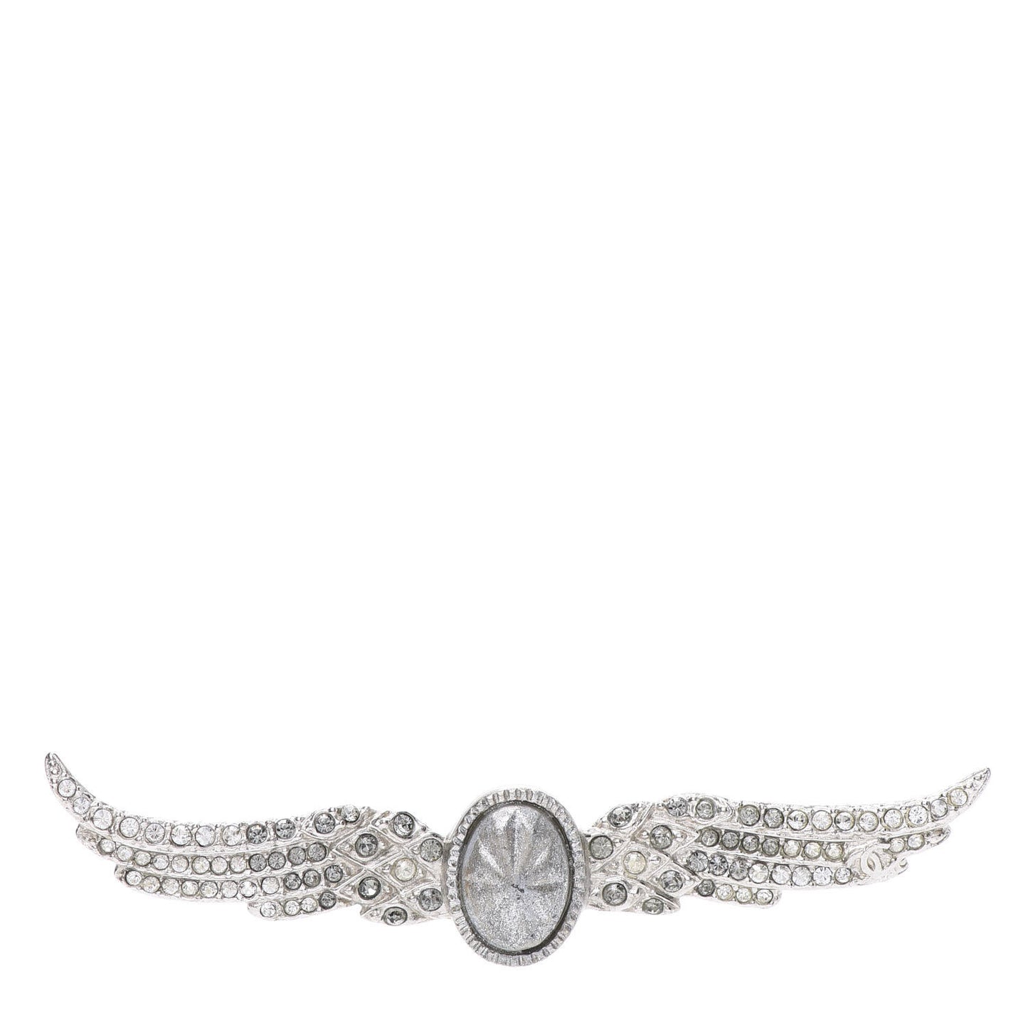 Crystal Wings Brooch Silver