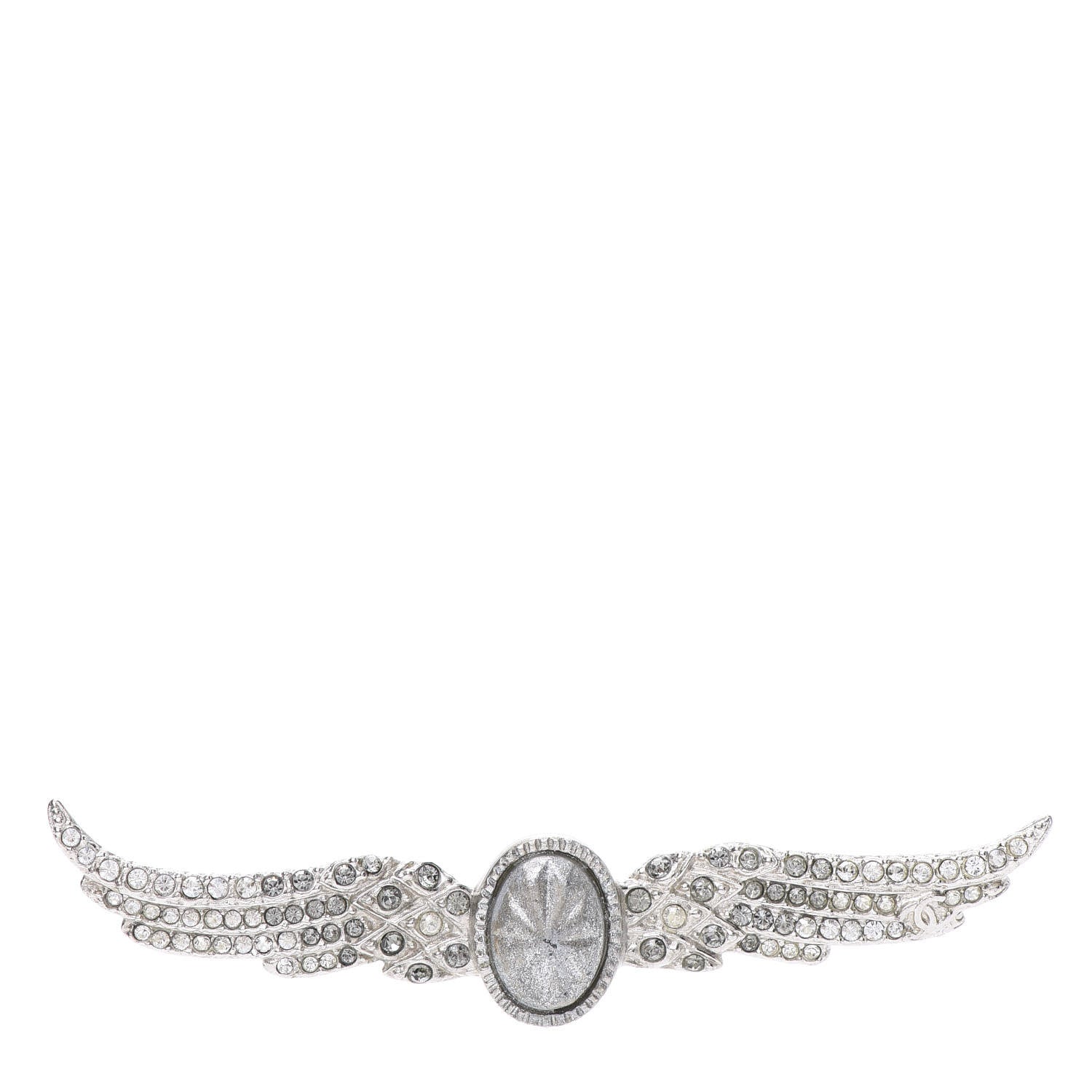 Chanel Crystal Wings Brooch Silver 1 of 5