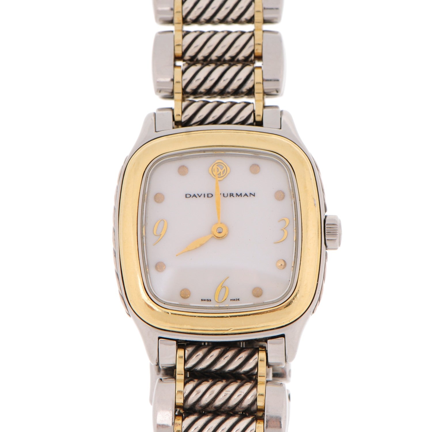 David Yurman Stainless Steel 18K Yellow Gold Mother of Pearl 25mm Thoroughbred Quartz Watch 1 of 7