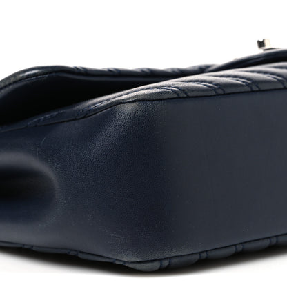 Chanel Lambskin Chevron Quilted Double Stitch Jumbo Single Flap Navy 9 of 10