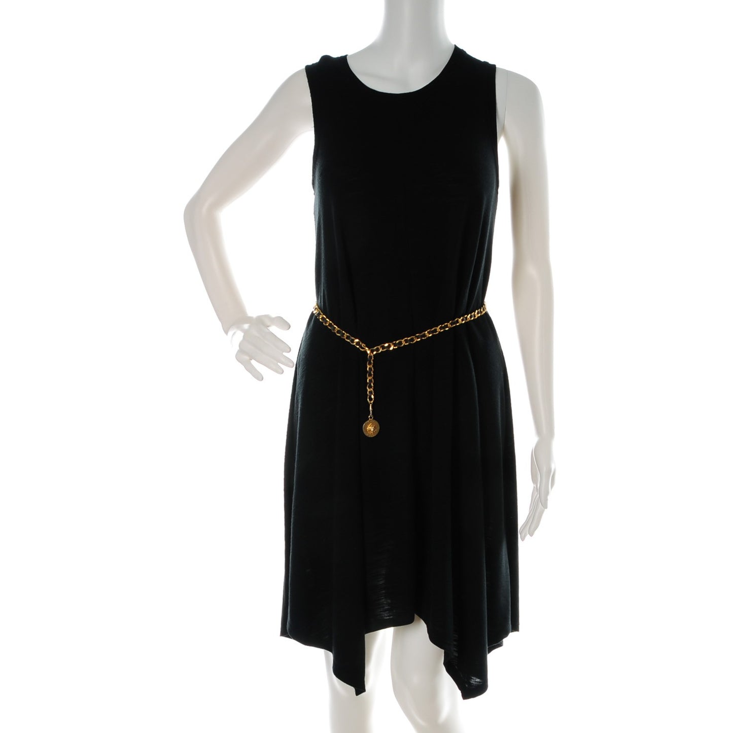 Lambskin Chain Medallion Belt Gold Black