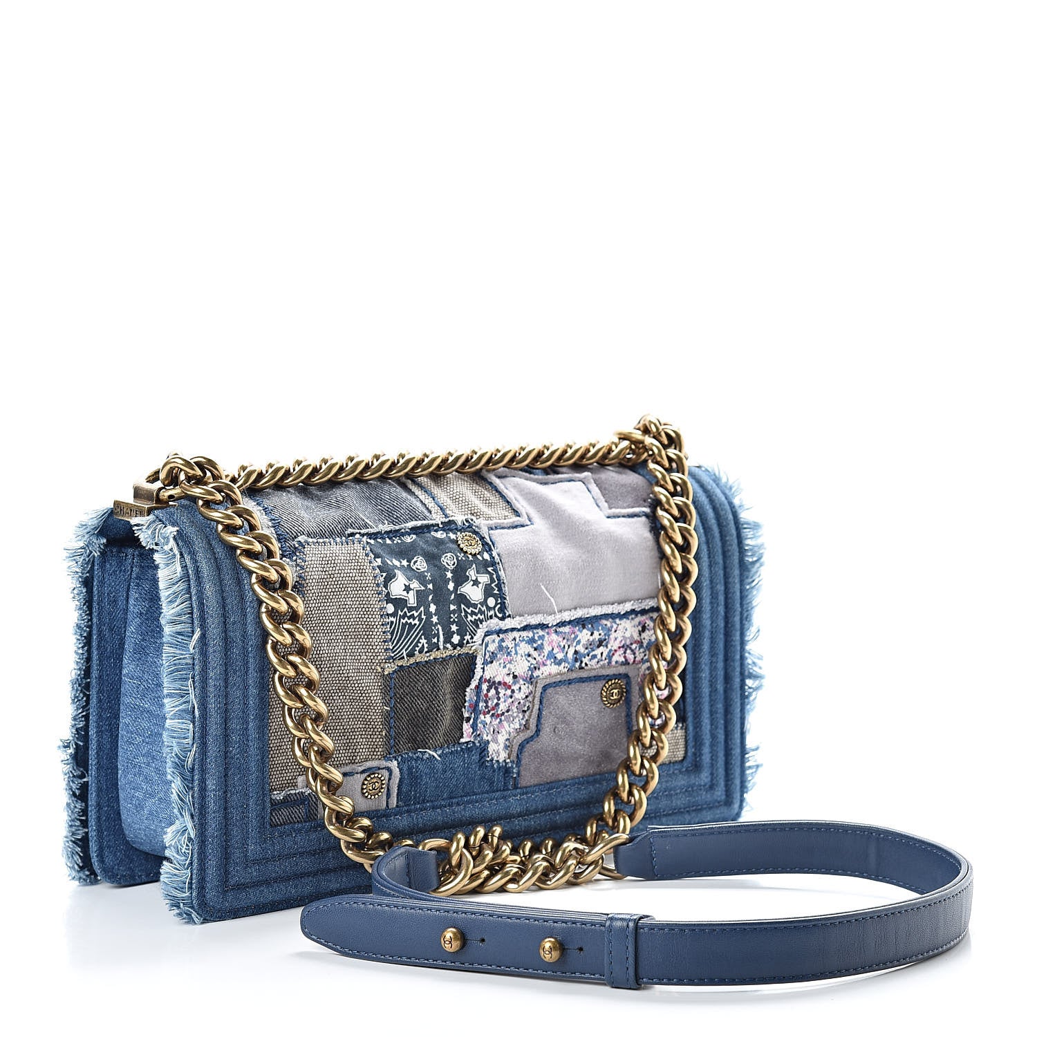 Chanel Denim Patchwork Medium Boy Flap Blue 3 of 10