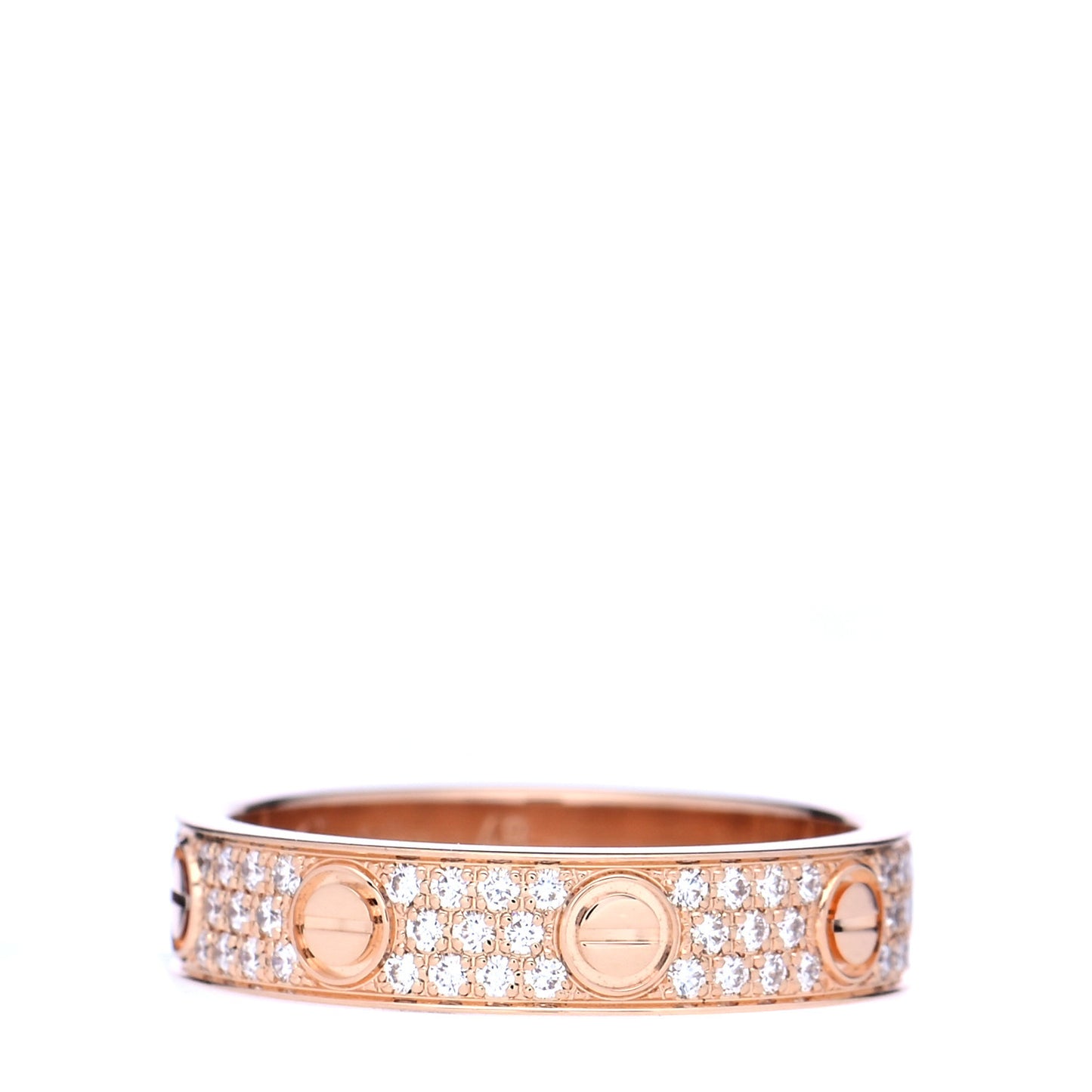 18K Pink Gold Diamond 4mm LOVE Wedding Paved Band Ring 48 4.5