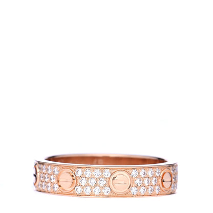 Cartier 18K Pink Gold Diamond 4mm LOVE Wedding Paved Band Ring 48 4.5 3 of 6