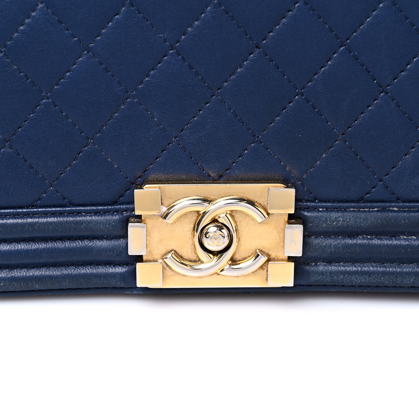 Lambskin Quilted New Medium Boy Flap Dark Blue