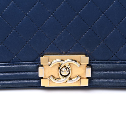 Chanel Lambskin Quilted New Medium Boy Flap Dark Blue 16 of 18