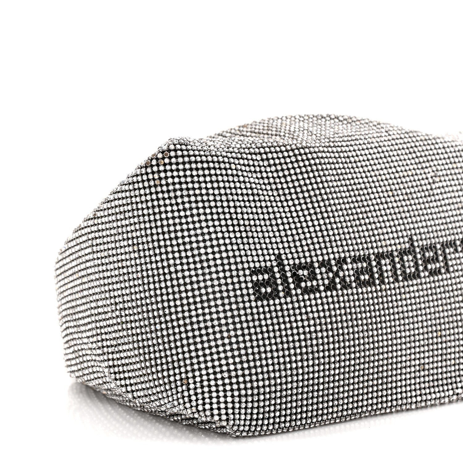 Alexander Wang Mesh Crystal Rhinestone Mini Scrunchie Clutch Black Silver 9 of 13