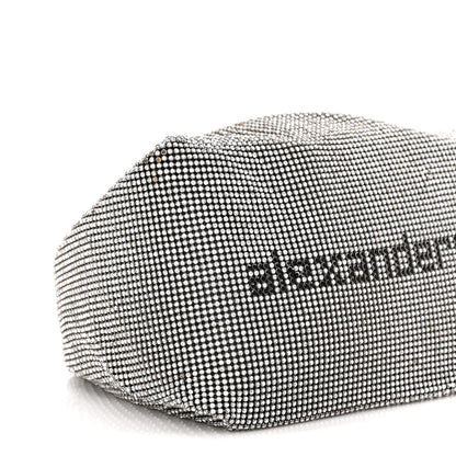 Alexander Wang Mesh Crystal Rhinestone Mini Scrunchie Clutch Black Silver 9 of 13