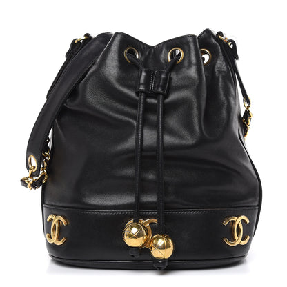 Chanel Lambskin CC Drawstring Shoulder Bag Black 1 of 14