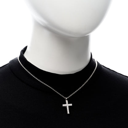 Bulgari 18K White Gold Diamond Cross Pendant Necklace 2 of 6