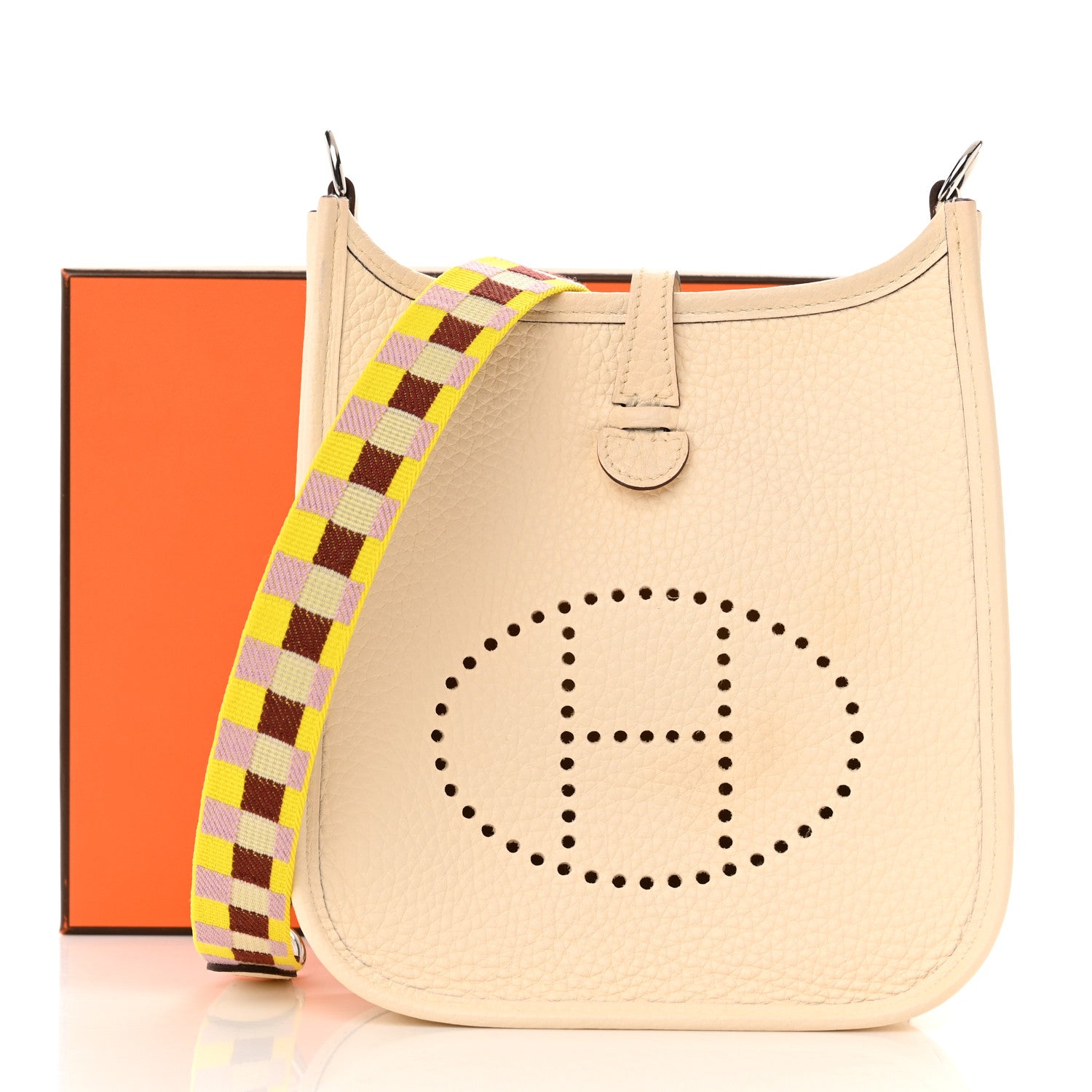 Hermes Taurillon Clemence Maxi Quadrille Evelyne TPM Nata Citron Rouge H Mauve Sylvestre 11 of 11