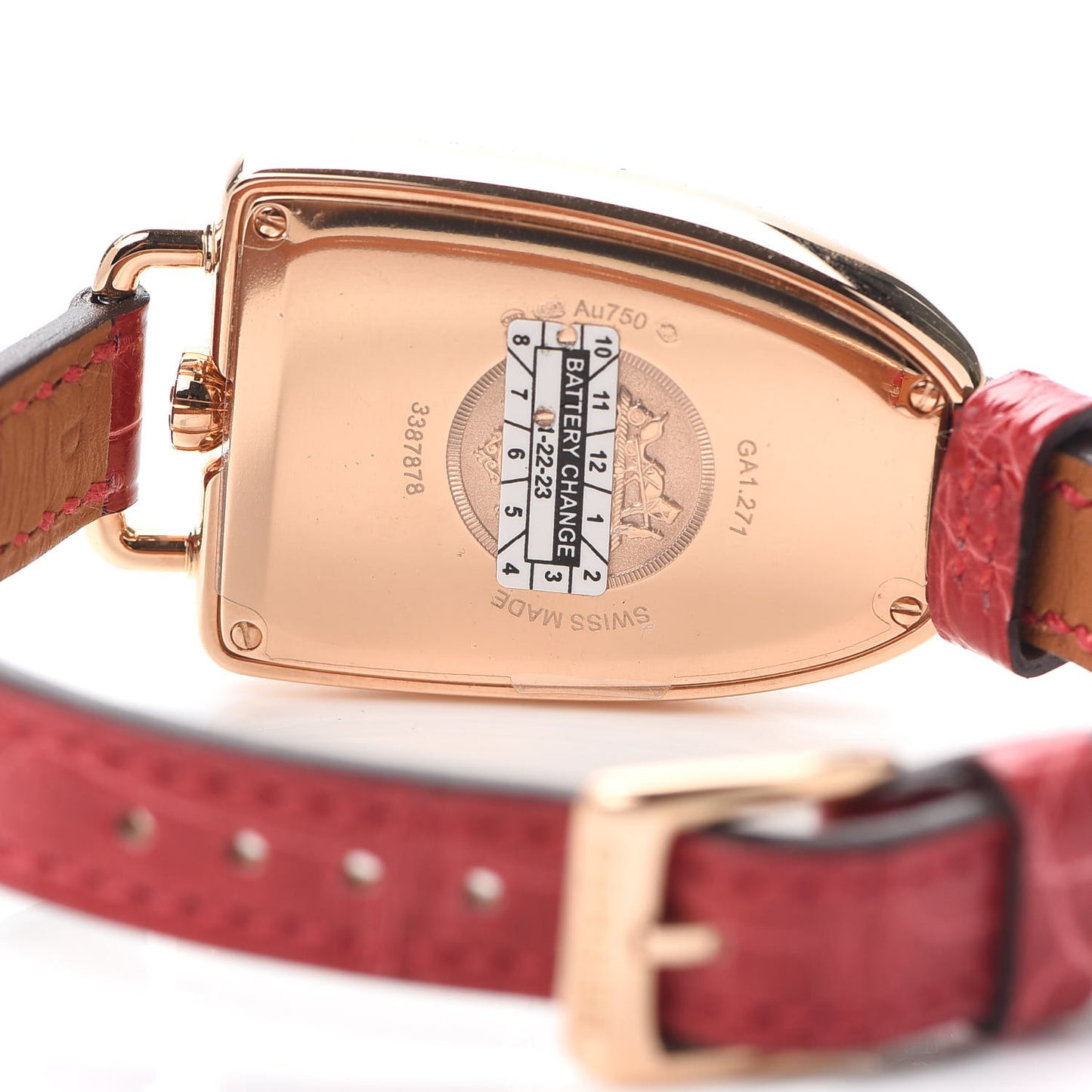 18K Rose Gold Alligator Diamond Bezel 26mm Galop Quartz Watch Braise