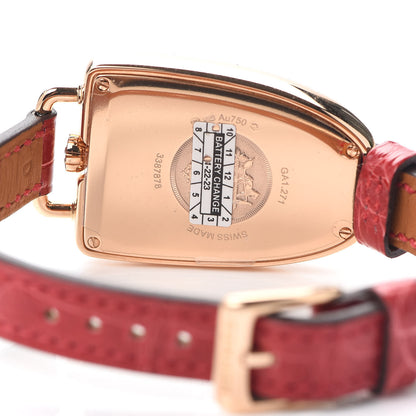 Hermes 18K Rose Gold Alligator Diamond Bezel 26mm Galop Quartz Watch Braise 4 of 5