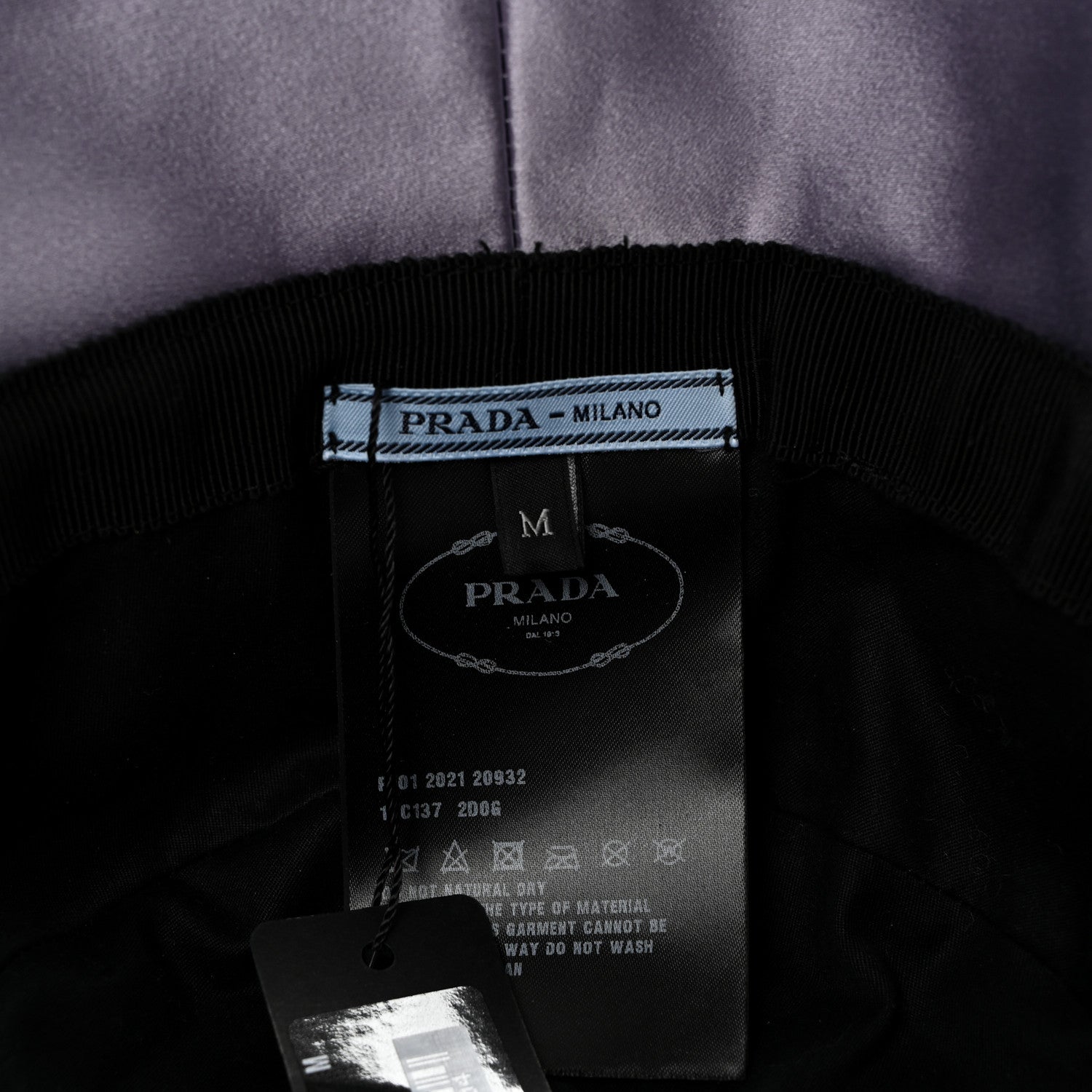 Prada Paillettes Triangle Logo Womens Bucket Hat M Purple 8 of 8