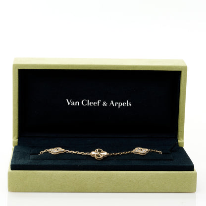 Van Cleef & Arpels 18K Yellow Gold Diamond 5 Motifs Guilloche Vintage Alhambra Bracelet 5 of 5