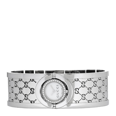Stainless Steel Diamond Bezel Mother of Pearl 23mm Twirl Quartz Watch