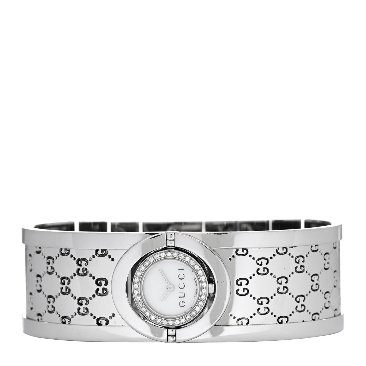 Stainless Steel Diamond Bezel Mother of Pearl 23mm Twirl Quartz Watch