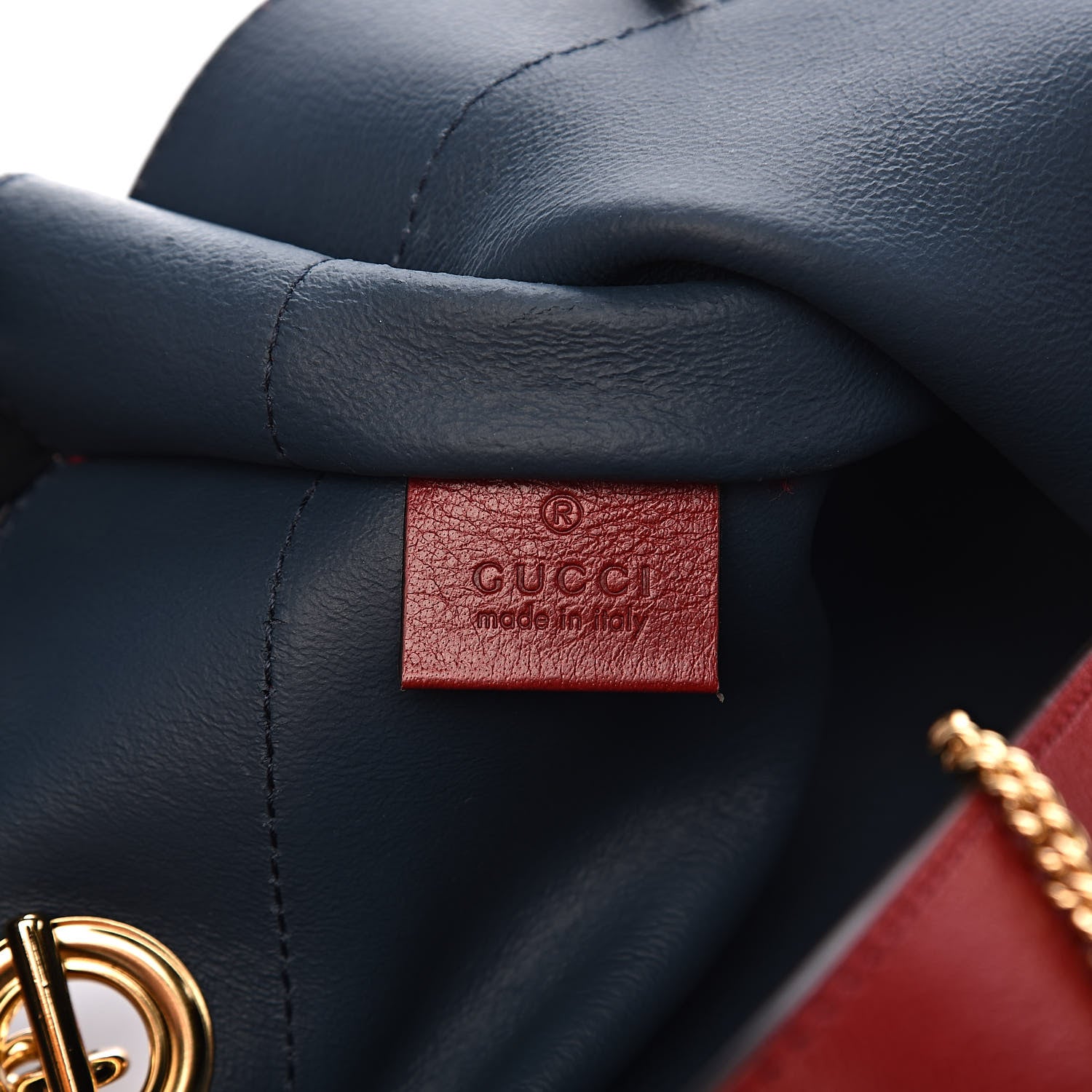 Gucci Suede Calfskin Large Rajah Chain Tote New Blue Romantic Cherry 6 of 11