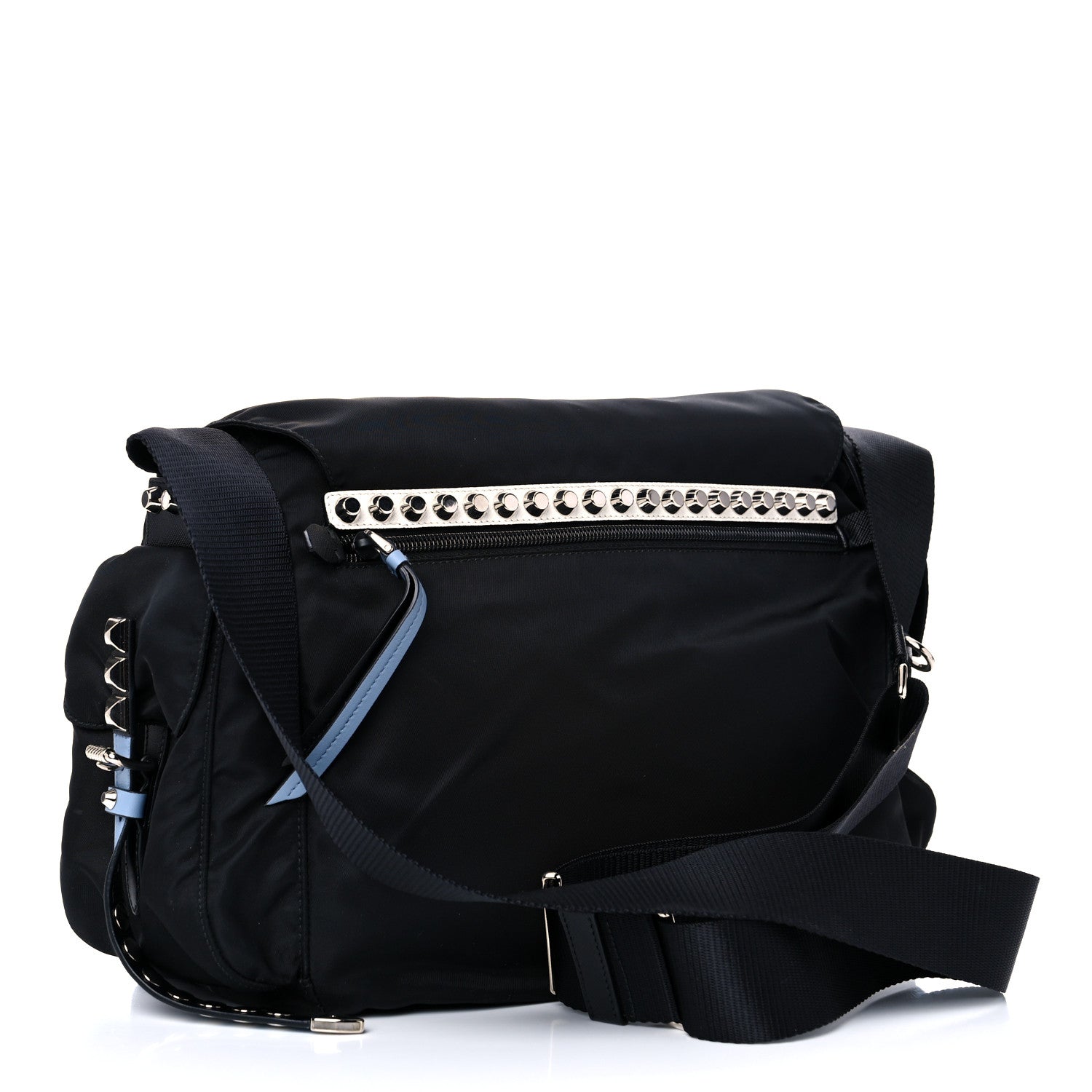 Prada Nylon New Vela Studded Messenger Black Astrale 3 of 9