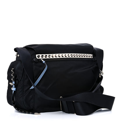 Prada Nylon New Vela Studded Messenger Black Astrale 3 of 9