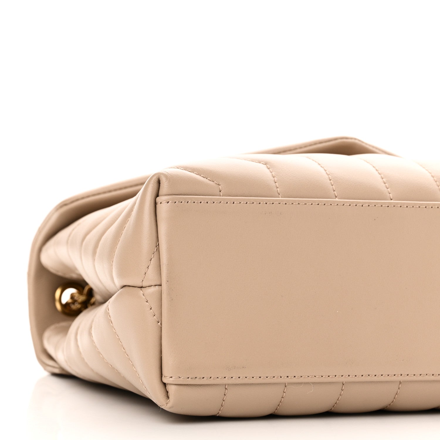 Saint Laurent Calfskin Y Quilted Monogram Small Loulou Chain Satchel Dark Beige 9 of 10