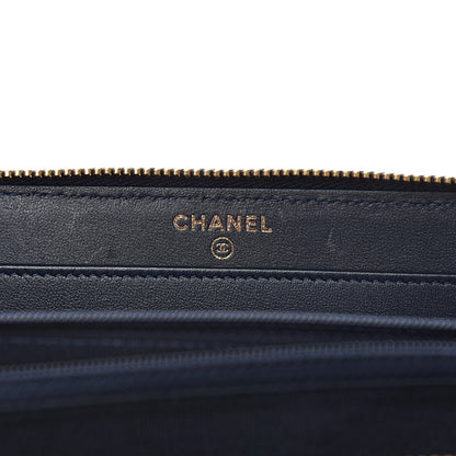 Chanel Tweed Snakeskin Quilted CC Filigree Zip Around Wallet Blue Multicolor 6 of 9