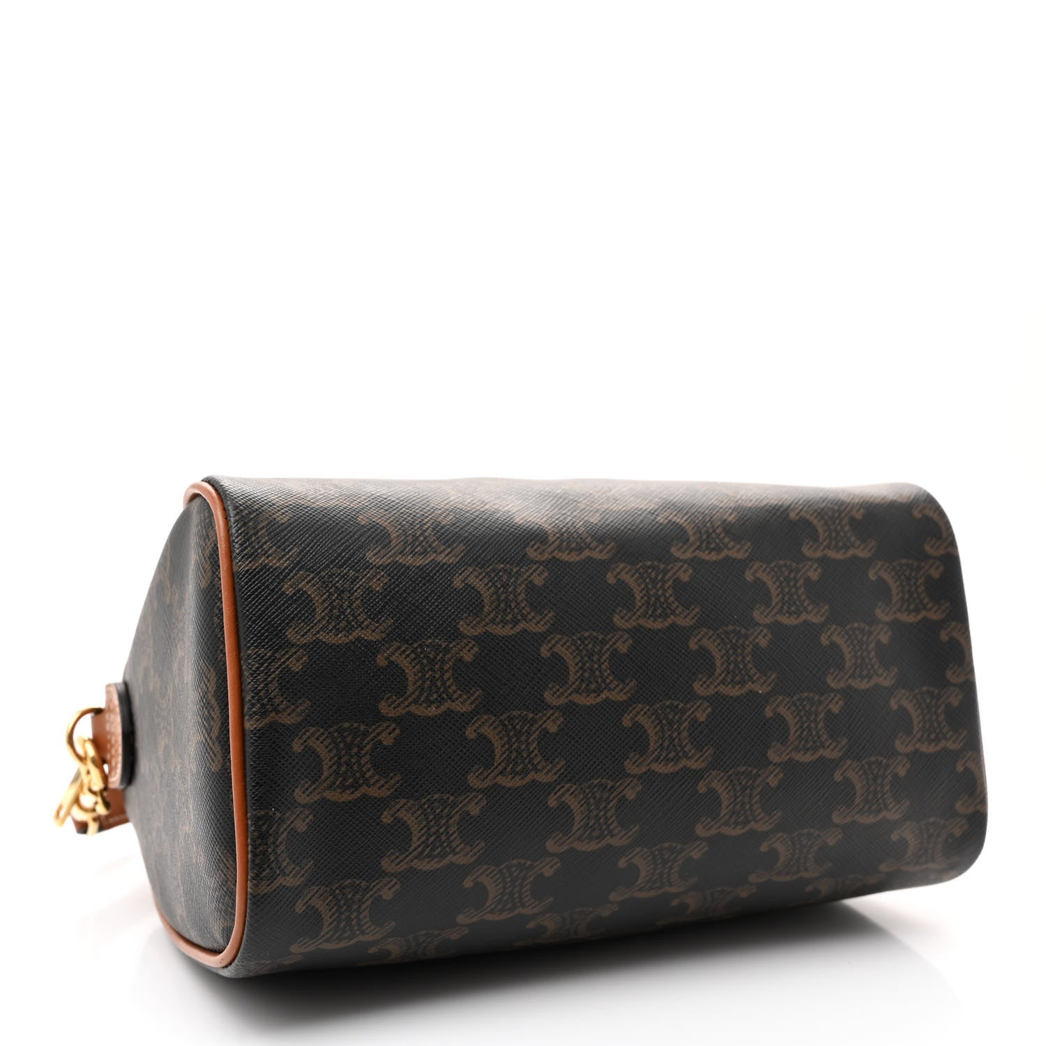 Celine Triomphe Canvas Calfskin Small Boston Bag Tan 4 of 9