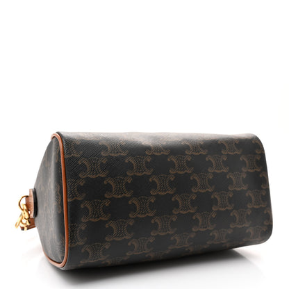 Celine Triomphe Canvas Calfskin Small Boston Bag Tan 4 of 9