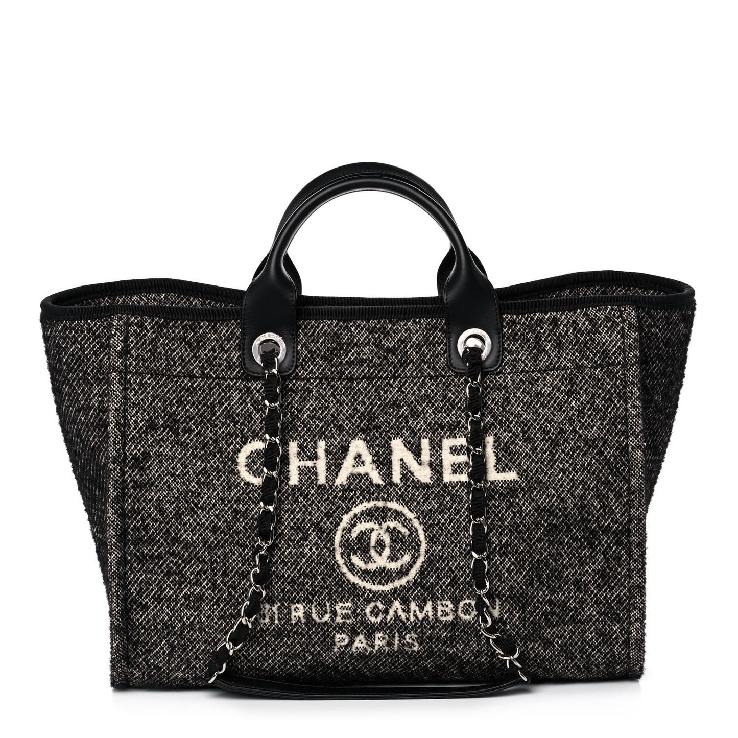 Mixed Fibers Calfskin Medium Deauville Tote Black