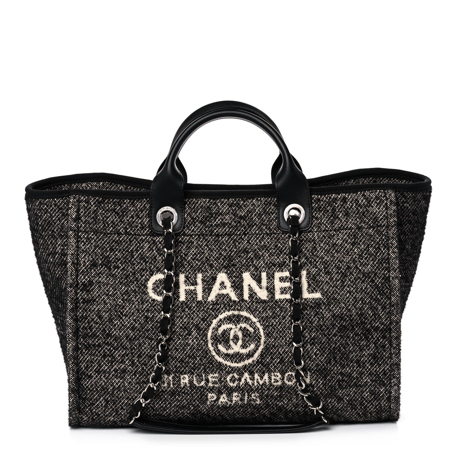 Chanel Mixed Fibers Calfskin Medium Deauville Tote Black 1 of 13