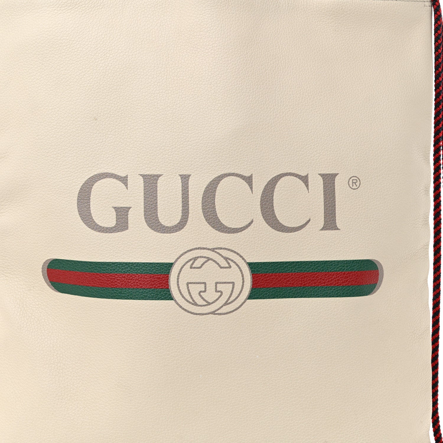 Gucci Calfskin Logo Drawstring Backpack Mystic White 9 of 14
