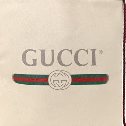 Gucci Calfskin Logo Drawstring Backpack Mystic White 9 of 14