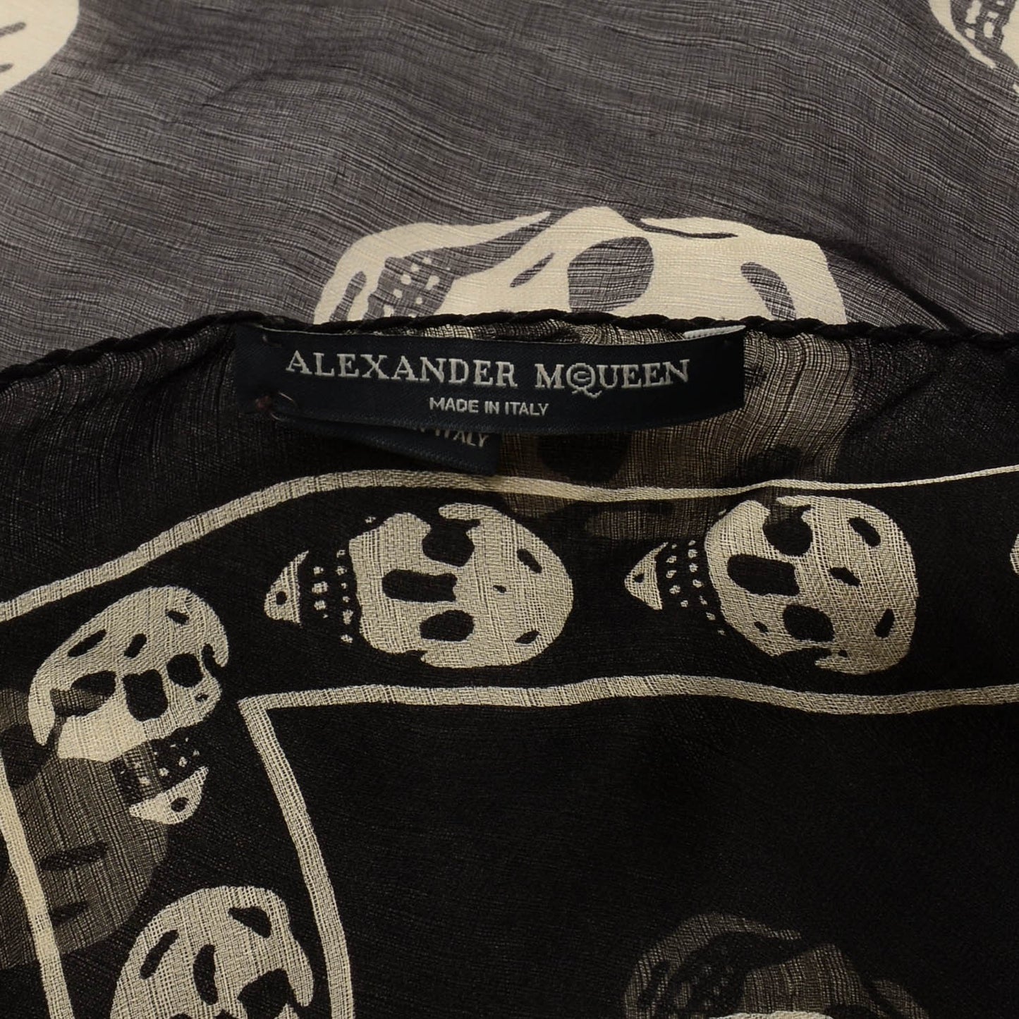 Silk Chiffon Skull Scarf Black Ivory